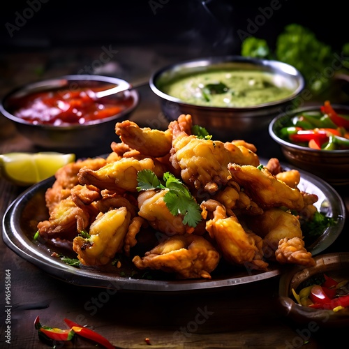 Delicious Indian traditional dish Pakora or bhaji or Bhajji