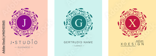 Monogram of letters . with Organic Plant Elements. Vector design.