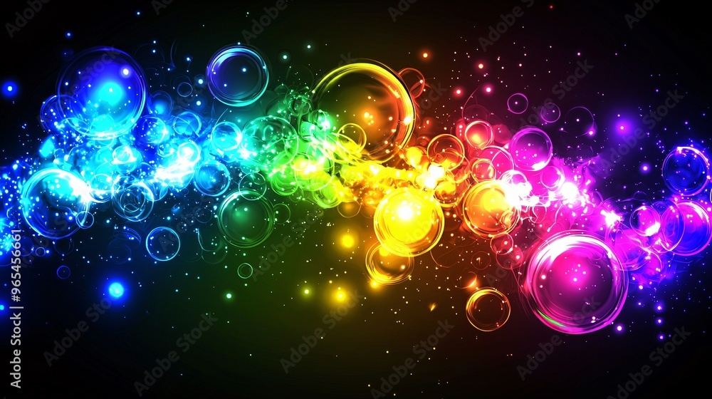 Rainbow Glowing Bubbles Abstract Background Rainbow Glowing Bubbles Abstract Background