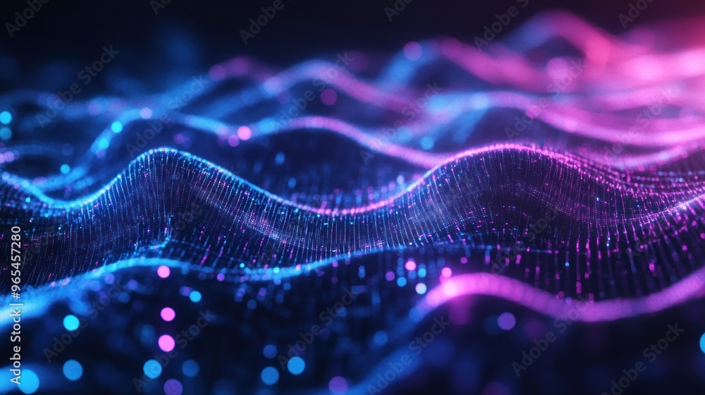 Abstract Digital Wave with Blue and Pink Glow Abstract Digital Wave with Blue and Pink Glow
