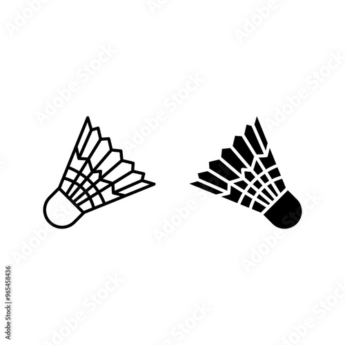 Badminton ball icon set. Line badminton symbol. Thin linear graphic pictogram for web site color editable