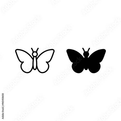 Butterfly outline icon set. Insect simple line vector icon  color editable