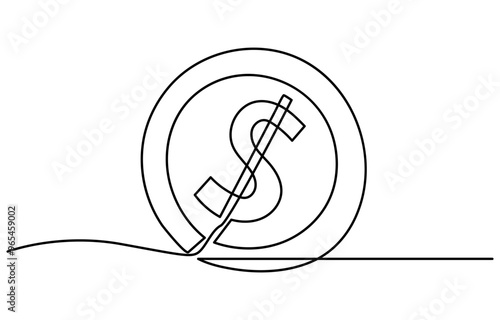 dollar coin set, Stacked golden coins illustration, dollar drawn with one continuous line. Vector , Continuous line drawing of Coins stack with tree growing. vector design line art 