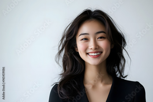 Portrait of young asian woman isolated on white background 