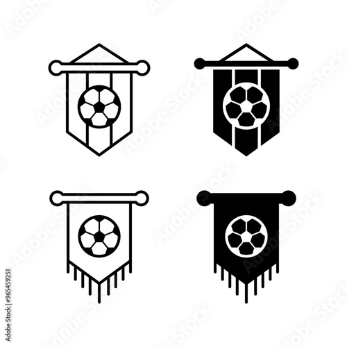 Football Pennant Banner Icon set. Sport flag. national team label element color aditable