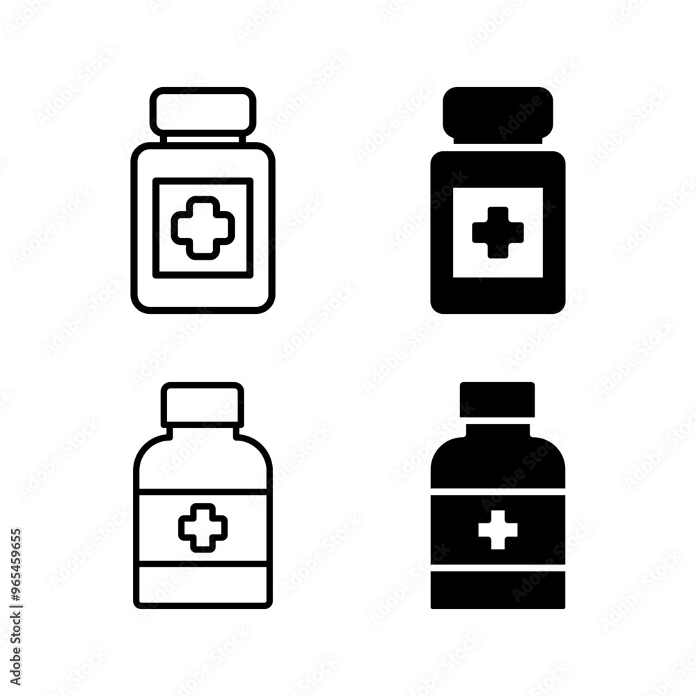 Obraz premium Medicine bottle icon set on background color editable