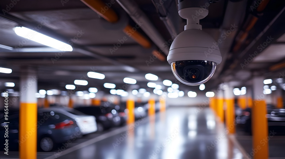 Surveillance Security Camera Monitoring Parking Garage Cars Safety Protection Surveillance Security Camera Monitoring Parking Garage Cars Safety Protection