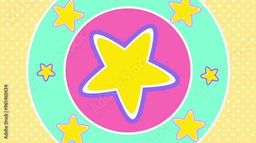 Abstract cute cartoon style star shape animation pastel color background.