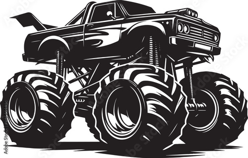 Monster truck silhouette vector illustration isolated on a white background