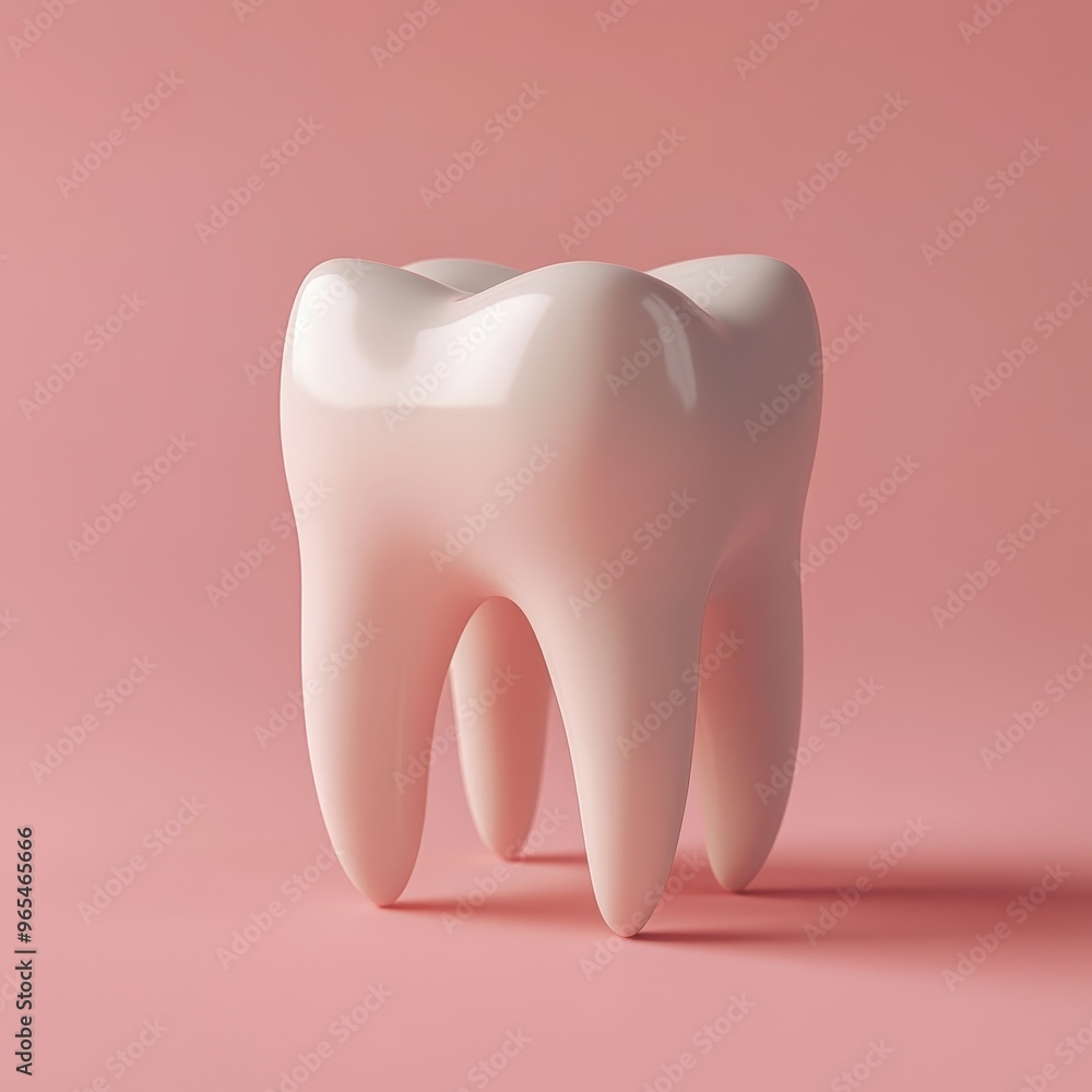 3D Render Of A Single Healthy White Tooth On A Pastel Pink Background, Dental Care Concept 3D Render Of A Single Healthy White Tooth On A Pastel Pink Background, Dental Care Concept