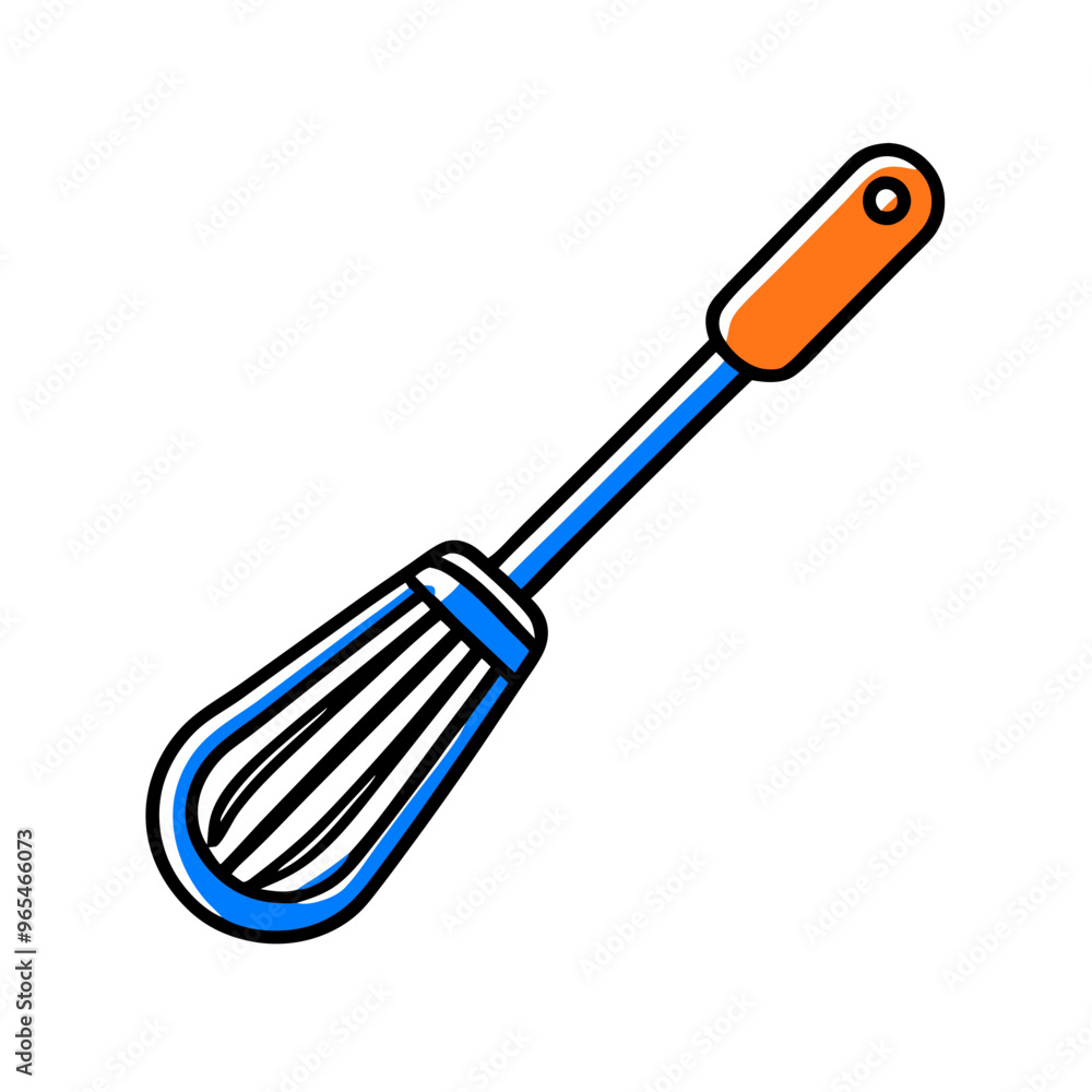 Fototapeta premium Whisk illustration in blue and orange for kitchen and cooking use