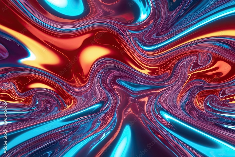 Fototapeta premium Dynamic Radiant 3D Fluid Motion - Pulsing Glimmering Abstract Design with Flowing Movement