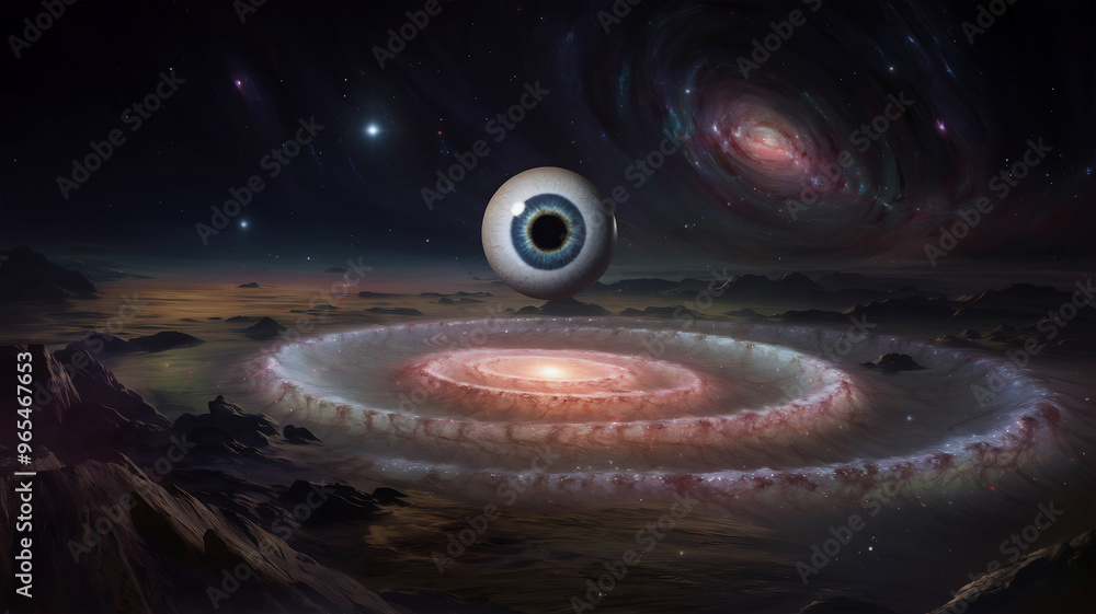 custom made wallpaper toronto digitalA hallucination scenery of a cosmic landscape with a giant eye in the sky.