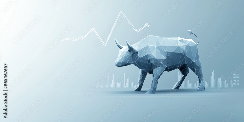 A sign of bull market displaying stock exchange graph and chart representing increasing price in the stock exchange. Generative AI. A sign of bull market displaying stock exchange graph and chart representing increasing price in the stock exchange. Generative AI.