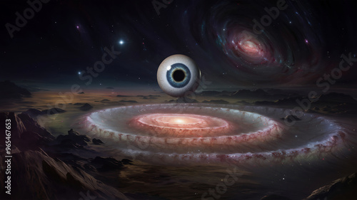 Wallpaper Mural A hallucination scenery of a cosmic landscape with a giant eye in the sky. Torontodigital.ca