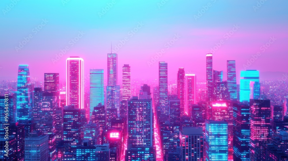 Futuristic Sci-Fi Cityscape with Neon Glow in - Model of Dense Urban Landscape Illuminated by Ray Tracing at Night Futuristic Sci-Fi Cityscape with Neon Glow in - Model of Dense Urban Landscape Illuminated by Ray Tracing at Night