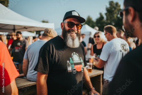 A man with a beard and sunglasses is smiling at the camera photo