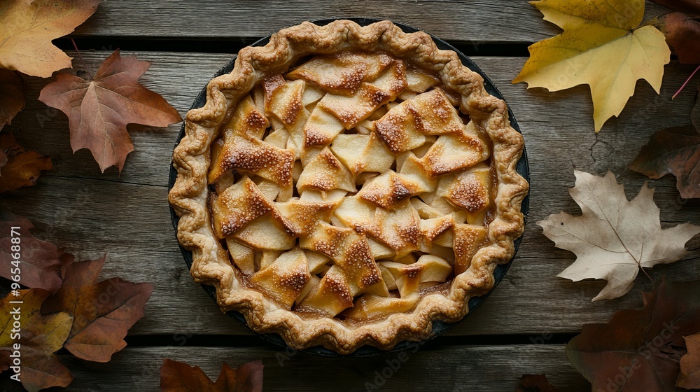 Golden crispy classic apple pie top view with detailed crust view from above on isolated backdrop with perfect texture, new beautiful stock image illustration AI Golden crispy classic apple pie top view with detailed crust view from above on isolated backdrop with perfect texture, new beautiful stock image illustration AI