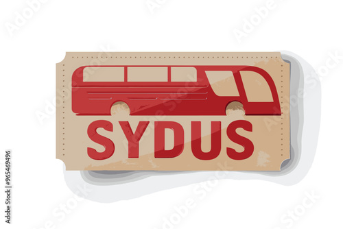 Paper Ticket for Bus Travel Isolated on White Background