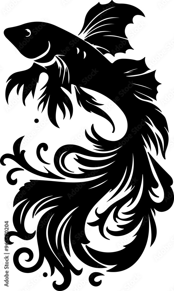 Obraz premium Betta fish silhouette vector clip art-01 