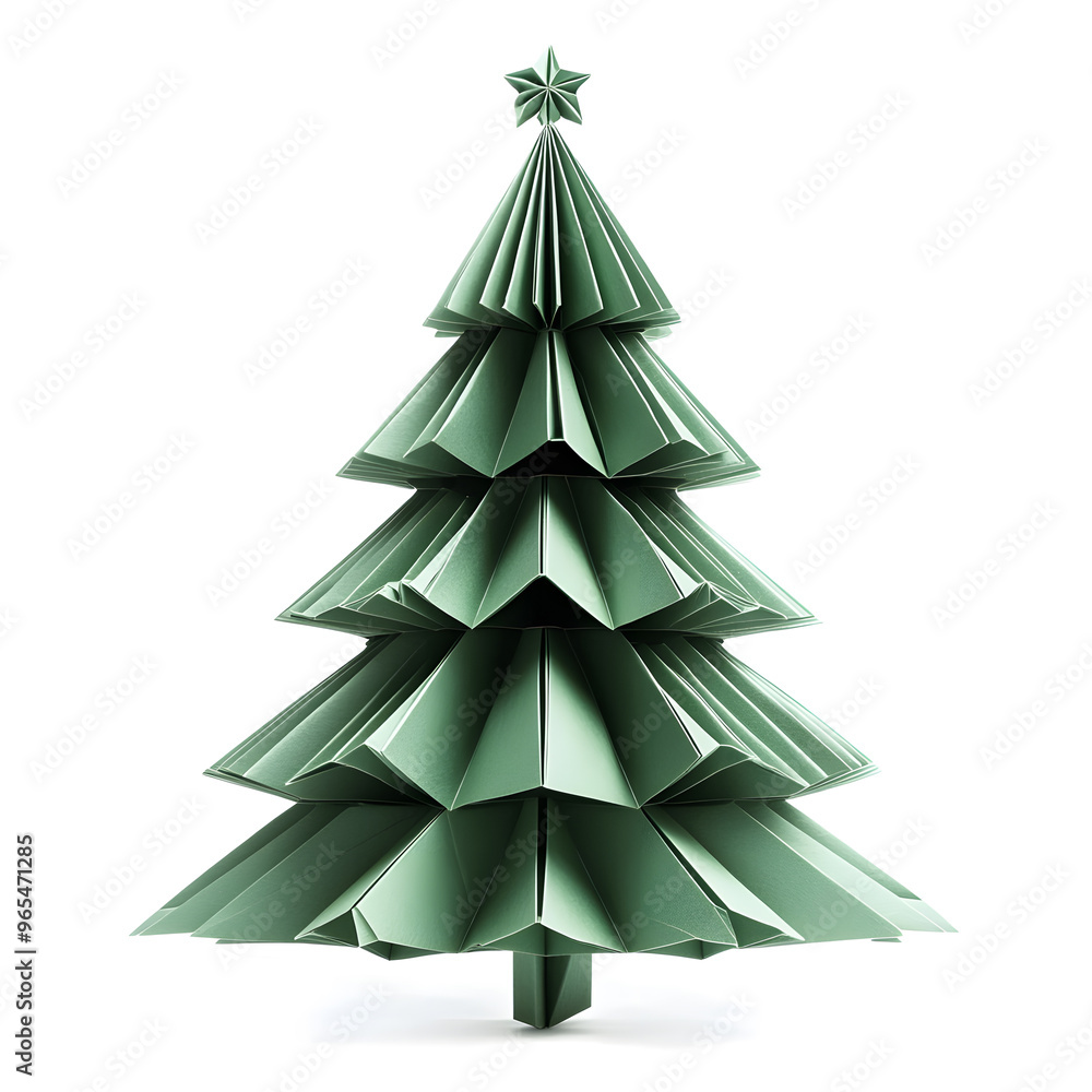 Fototapeta premium Origami paper Christmas tree isolated on white background