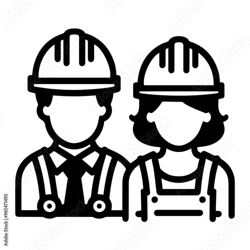 .Professional Workers Male and Female in Safety Helmets. Construction worker avatar icon