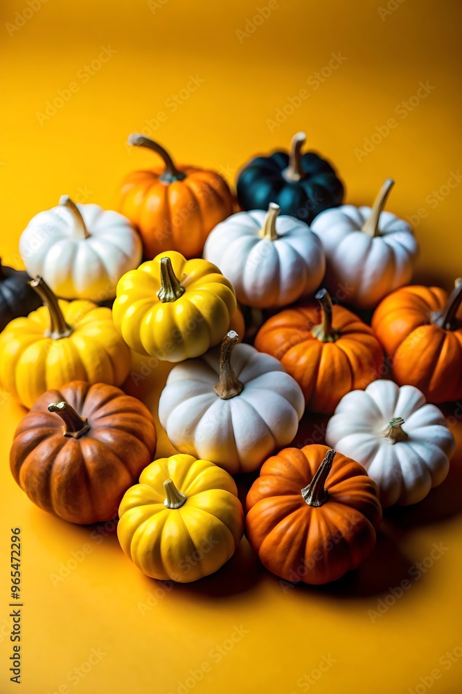 Mini Pumpkins Collection, Studio Photography of Autumn Decorations Mini Pumpkins Collection, Studio Photography of Autumn Decorations
