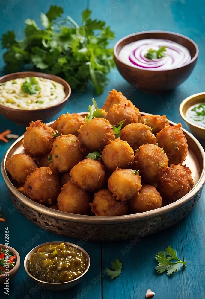 Delicious Indian traditional dish Pakora or bhaji or Bhajji Delicious Indian traditional dish Pakora or bhaji or Bhajji