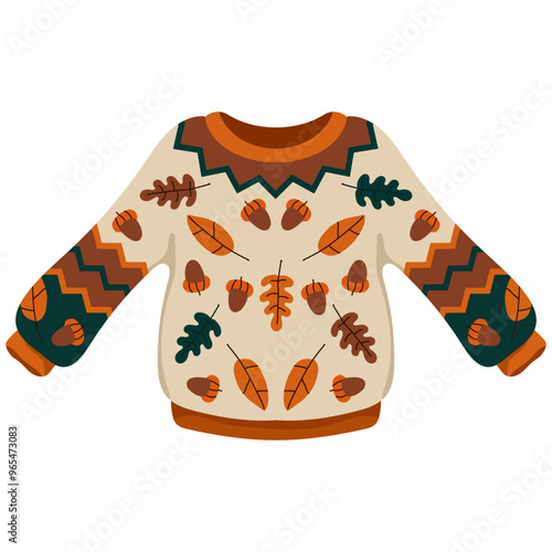 Vintage fall sweater vector cartoon illustration isolated on a white background.