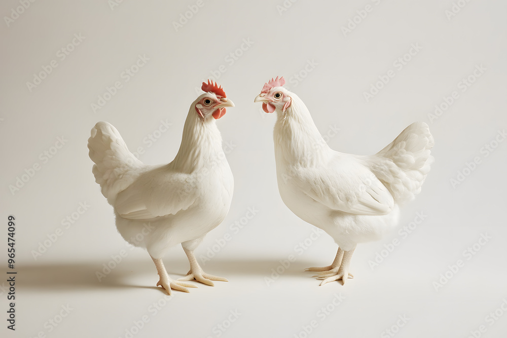 Fototapeta premium White hen isolated on white background