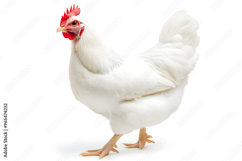 Fototapeta premium White hen isolated on white background