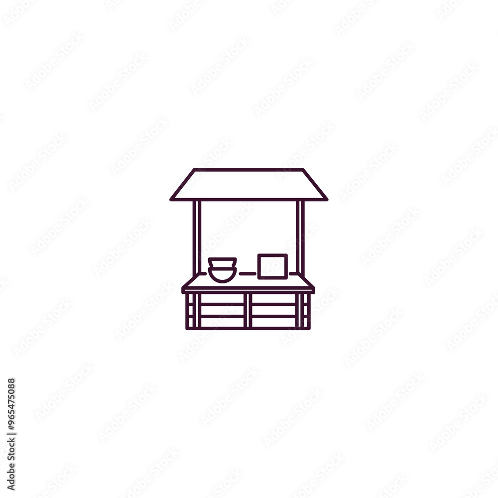 stall outline icon. Linear vector from farming and gardening concept. Thin line stall icon isolated on white background stall outline icon. Linear vector from farming and gardening concept. Thin line stall icon isolated on white background