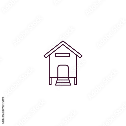 chicken coop outline icon. Linear vector from farming and gardening concept. Thin line chicken coop icon isolated on white background