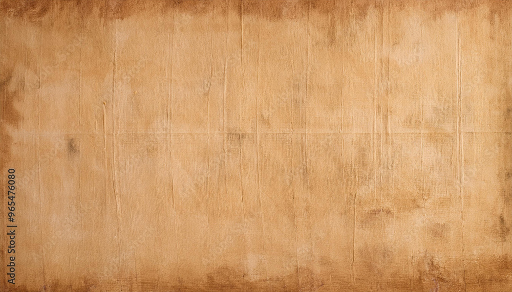 Fototapeta premium Long and wide background in horizontal position. Egyptian paper, papyrus texture of yellow-brown light old paint that is old and has a fine patina. From Mediterranean region.