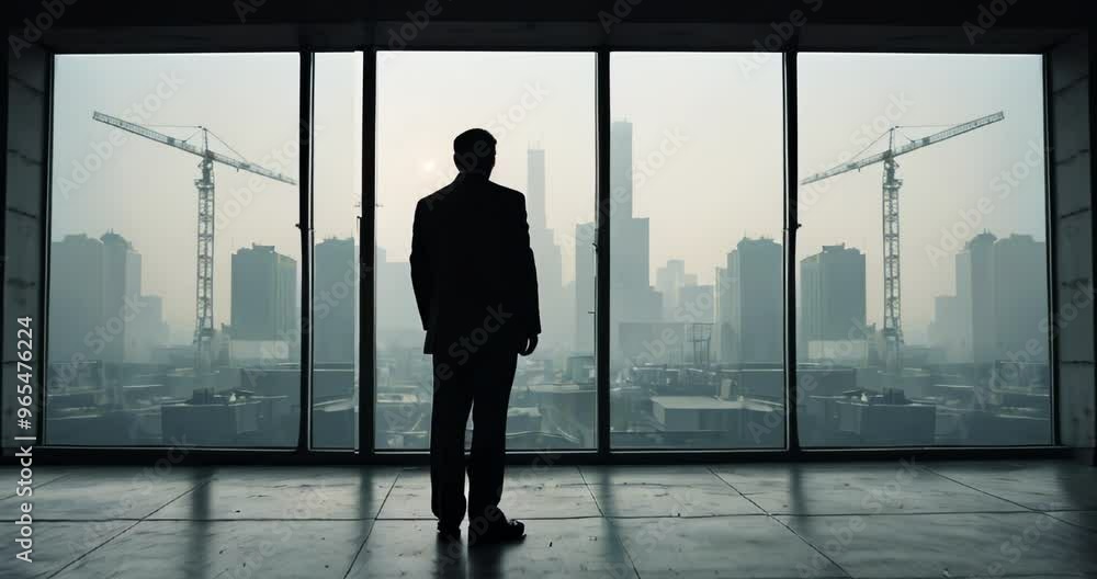 Top-floor office perspective of a wealthy successful executive viewing the metropolis skyline. Business Concept. Top-floor office perspective of a wealthy successful executive viewing the metropolis skyline. Business Concept.