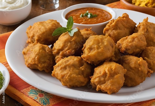 Delicious Indian traditional dish Pakora or bhaji or Bhajji