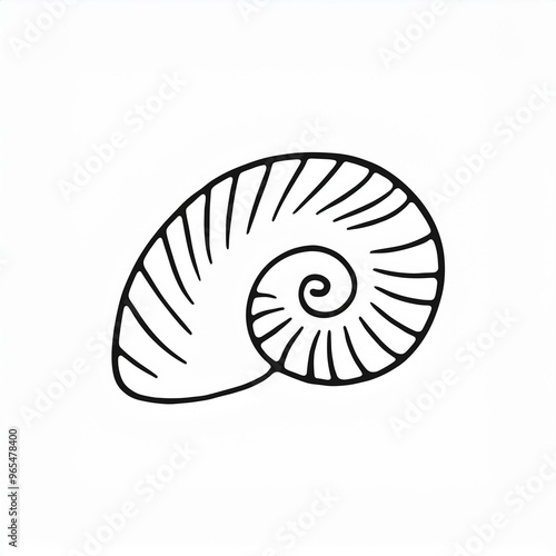 spiral seashell black icon isolated on white