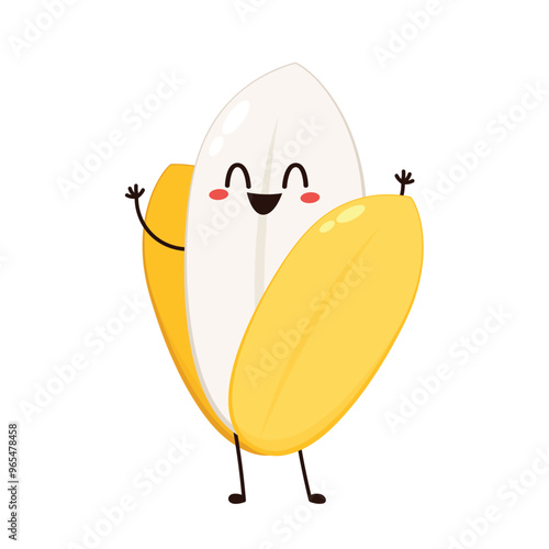 Paddy character design. rice vector on white background. rice seed.