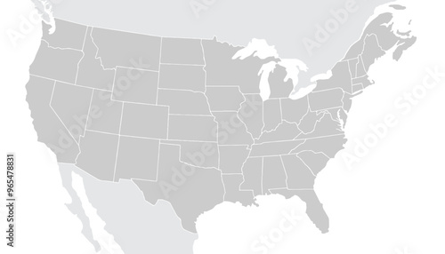 Map of North America, isolated on white background. Vector EPS.10	
