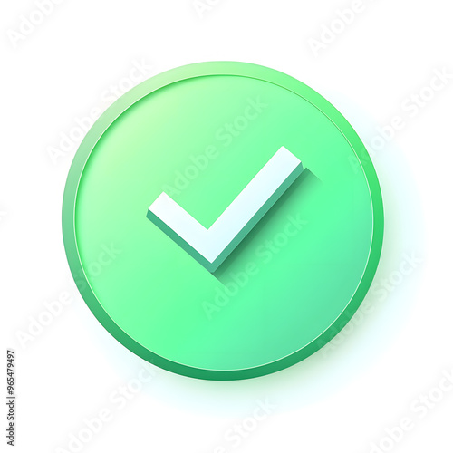 Check mark, completed, done green gradient round icon isolated on white