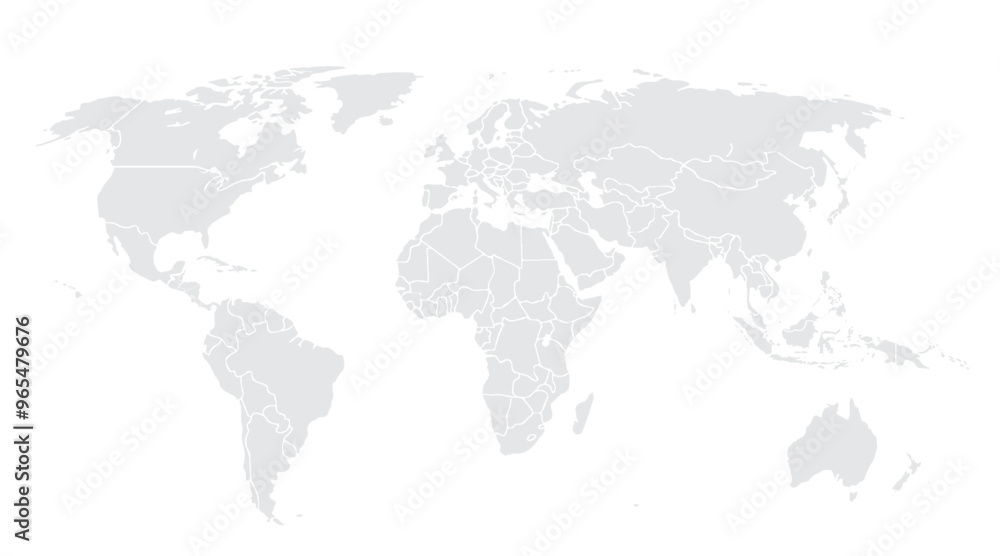 Naklejka premium World map vector, isolated on white background. Flat Earth, gray map template for web site pattern, annual report, infographics. Globe similar world map icon. vector EPS10.
