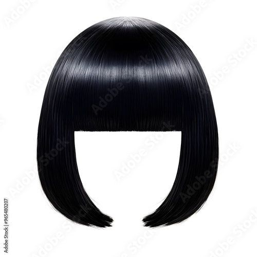 Black bob hair style hairstyle isolated on white background