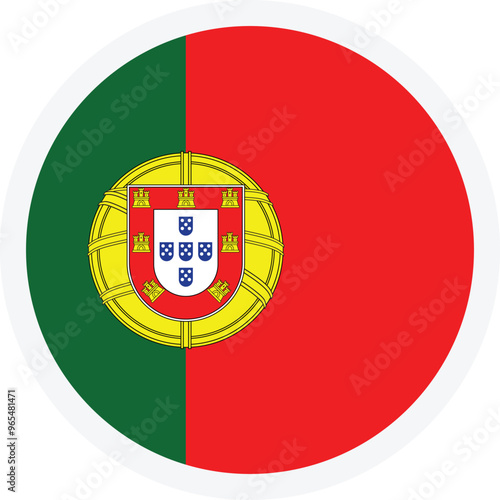 Flag of Portugal. Round flat icon on transparent background. Icon for mobile apps, UI and web design