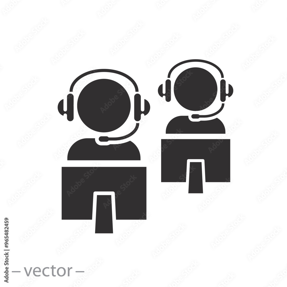 Support customer icon. Call center, help service, flat vector illustration. Support customer icon. Call center, help service, flat vector illustration.