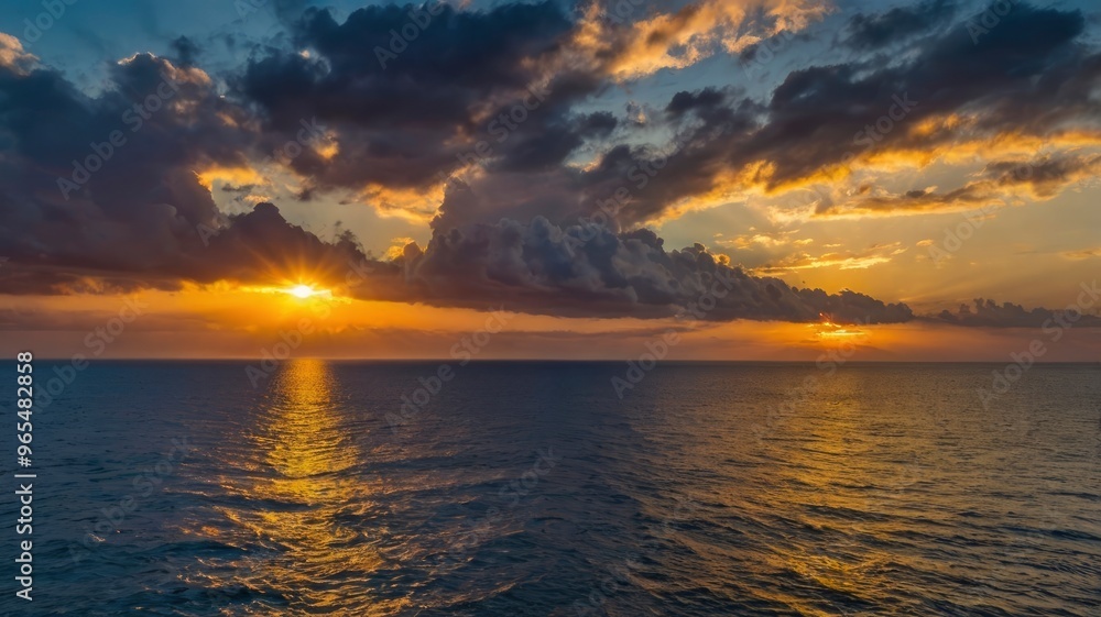 Fototapeta premium Sunset Over Ocean World Photography Day Highlight