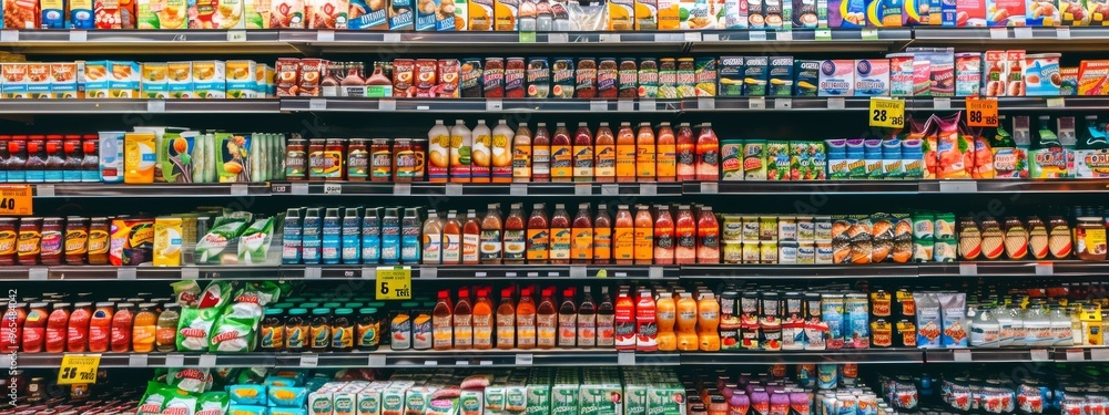 custom made wallpaper toronto digitalSupermarket aisle filled with drinks and packaged goods on shelves