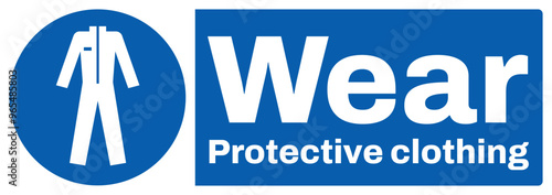 ISO mandatory safety signs text variation_wear protective clothing landscape size 1/2 a4,a3,a2,a1	
