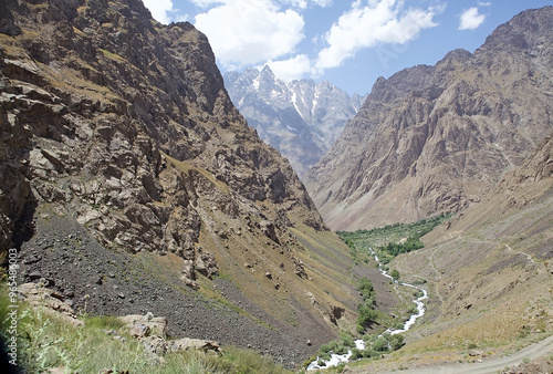 Landscape along the Bartang Valley in the Gorno-Badakhshan region in Tajikistan photo