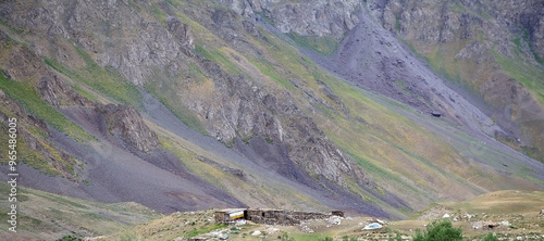 Shepherds' hut along the Bartang Valley in the Gorno-Badakhshan region in Tajikistan photo