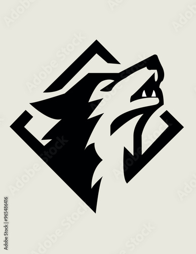 fox logo in tilted square style. cool and eye catching Fox logo icon vector, Shield fox logo illustration design photo